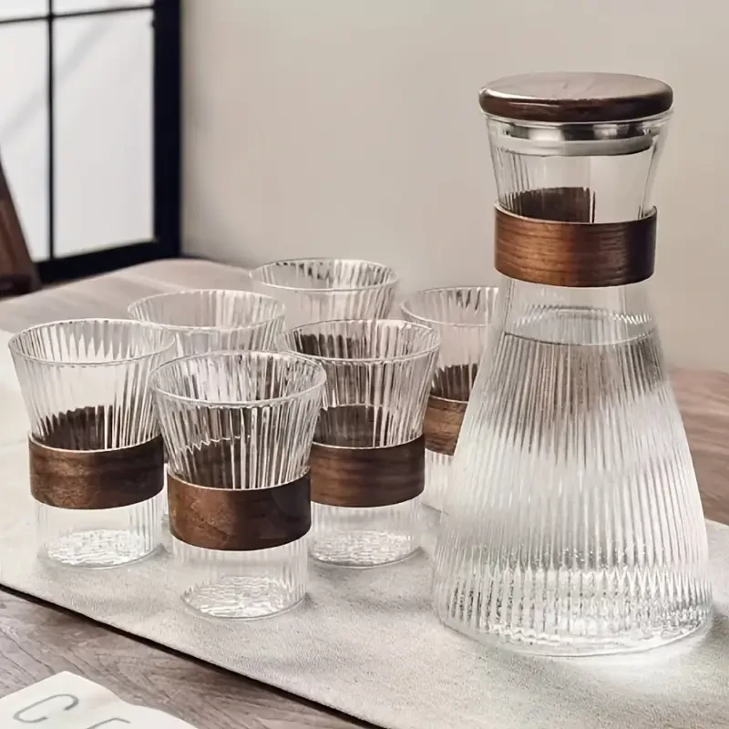 Scandinavian style borosilicate glass cup set with waistband, high-temperature resistant and High Quality water bottle