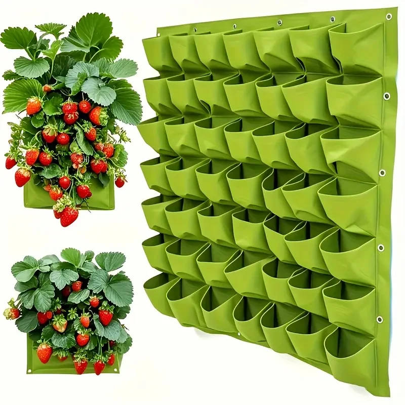 18-Pocket Vertical Garden Planter - Lightweight, Wall-Mounted Grow Bag for Indoor & Outdoor Use, Space-Saving Modern Hanging Plant Stand for Herbs, Vegetables