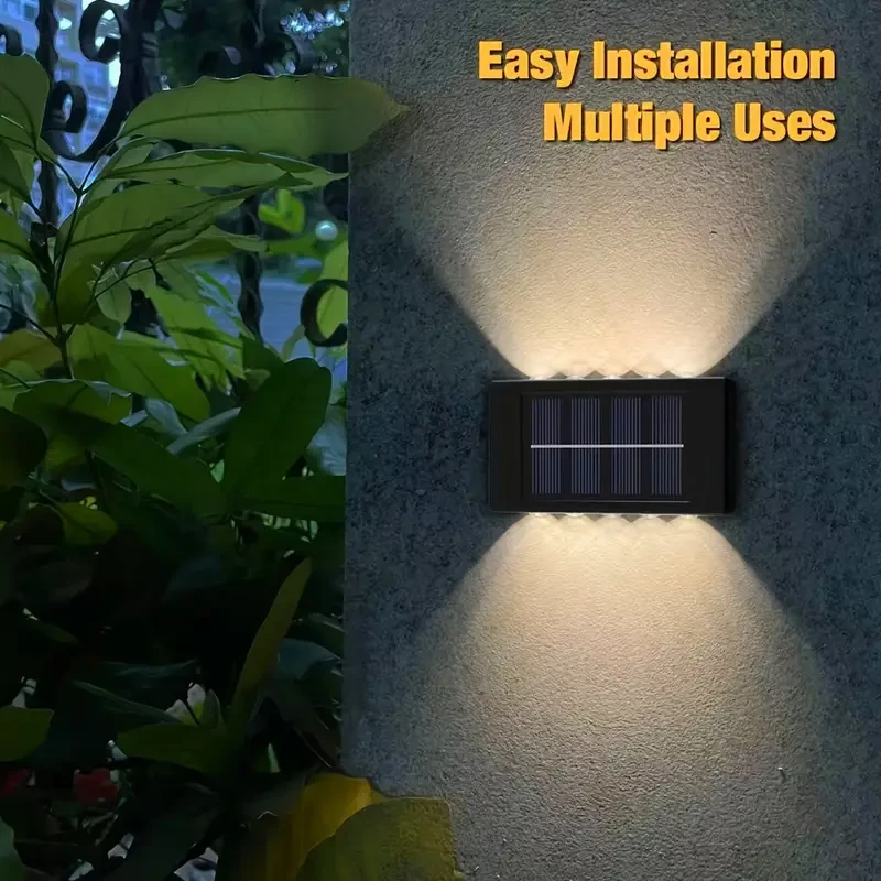 10 LED Solar Wall Lights, Single Pack. Outdoor Solar Lights with Up And Down Illumination, Automatic Switch Wall Lights