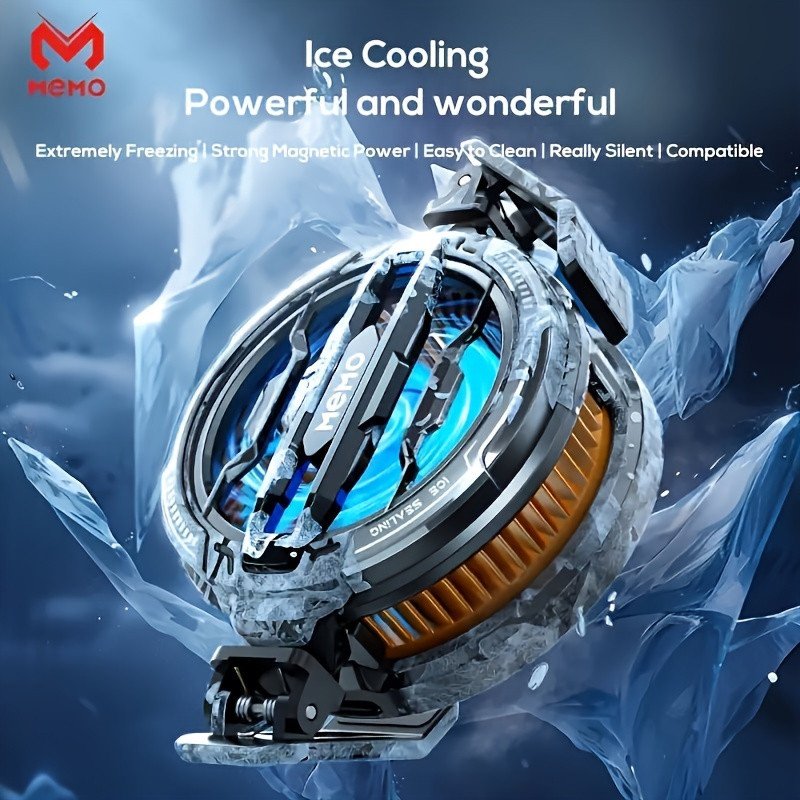 MEMO Magnetic Phone Cooler Case, Universal Fit for iPhone 15 Pro Max, Xiaomi 14, Samsung, Oneplus, POCO, Portable Heat Sink with Low Noise, Ice Cooling Fan, 25dB, for Gaming Accessorices