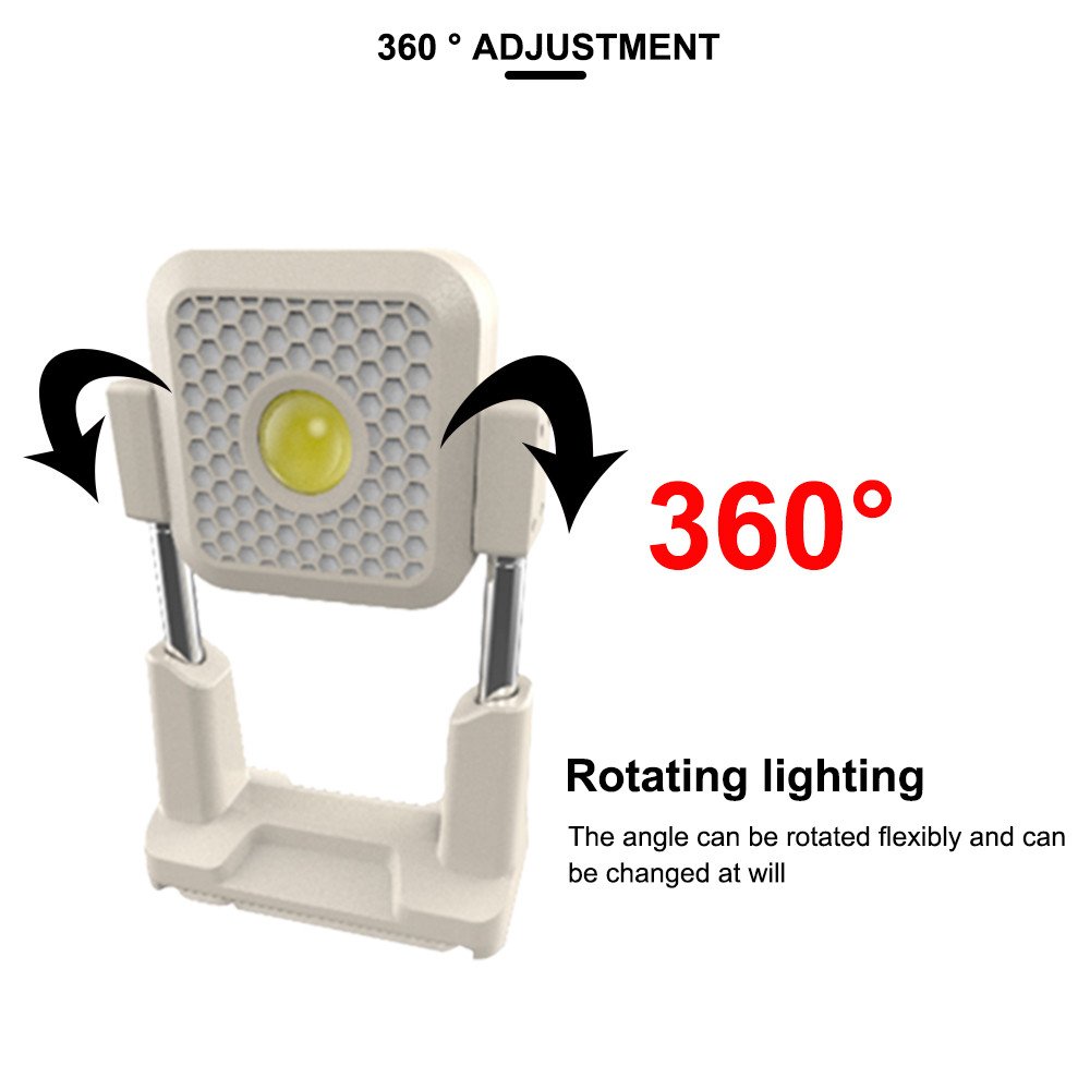 Portable COB Rechargeable LED Camping Lamp Retractable Solar Panel Floodlight Energy Saving Work Light for Outdoor Adventures