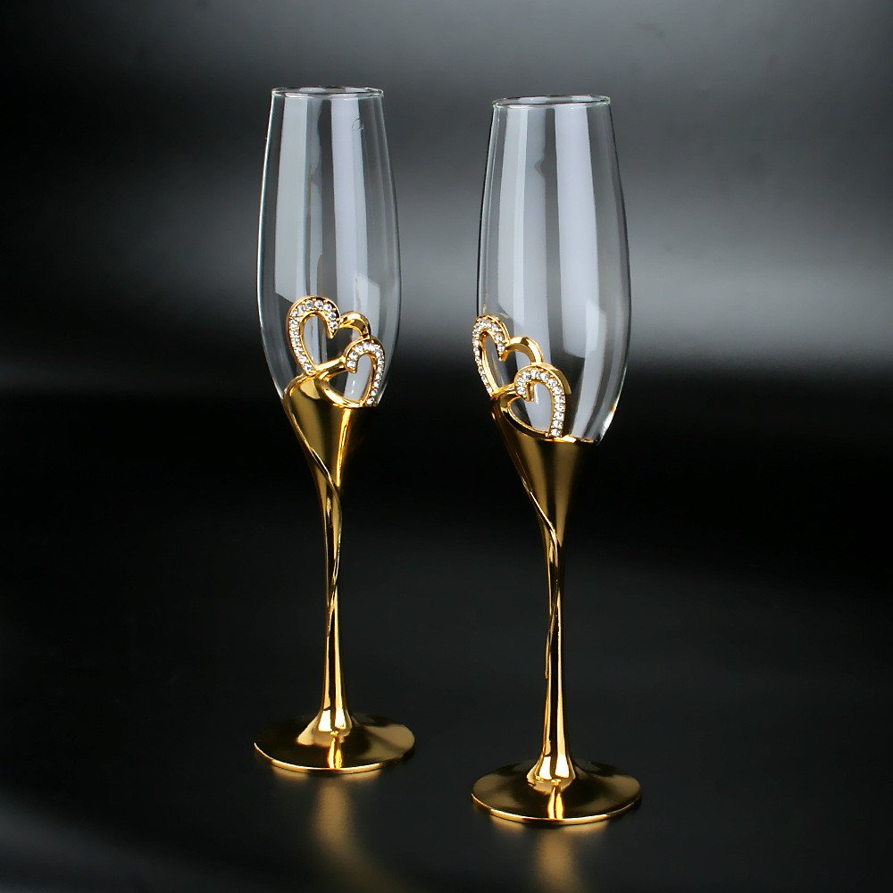 Wedding Gold Glass Goblet Goblet Party Couple Valentine's Day Gift Crystal Champagne Glasses