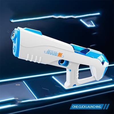 One Click Electric Water Gun - White with Blue Accents