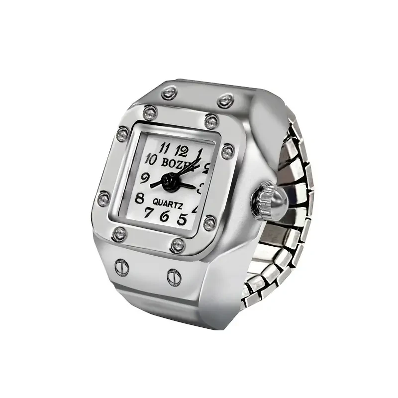 1pc Men's Quartz Watch Ring Watch, Digit Dial Rectangle Artificial Jewelry Gifts