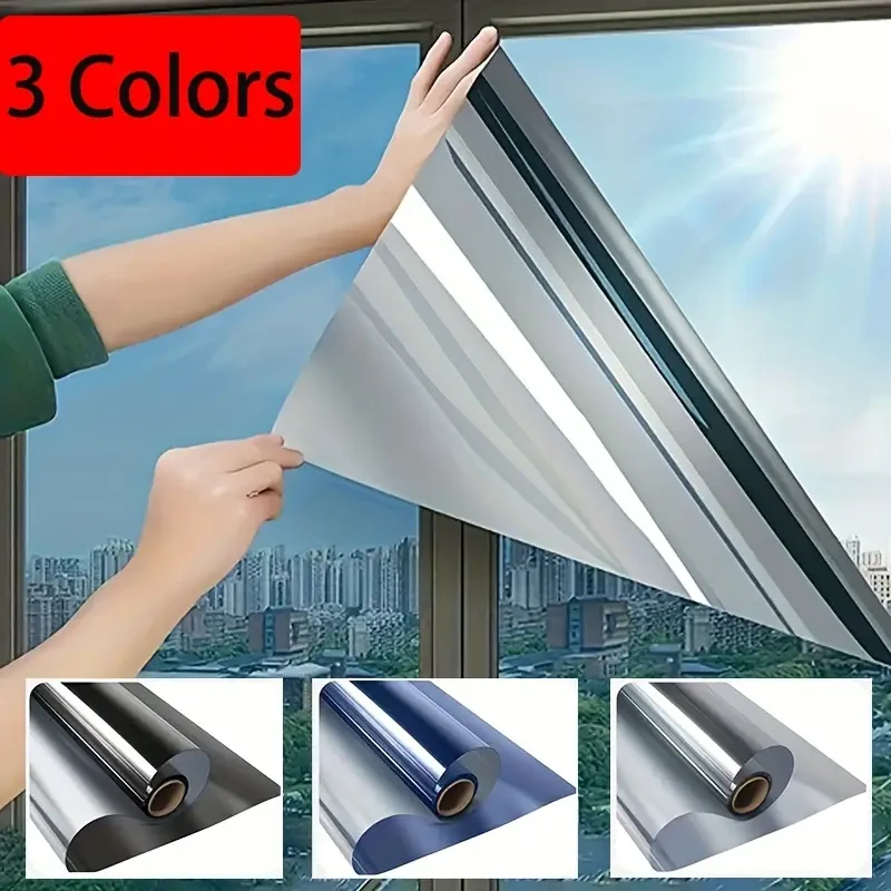 7mil Thick Privacy & Sun Protection Window Film - One-Way View Anti- Heat Insulation Sticker for Office, Home, Patio - Classic Plastic Window Decor, Window Film for Outside