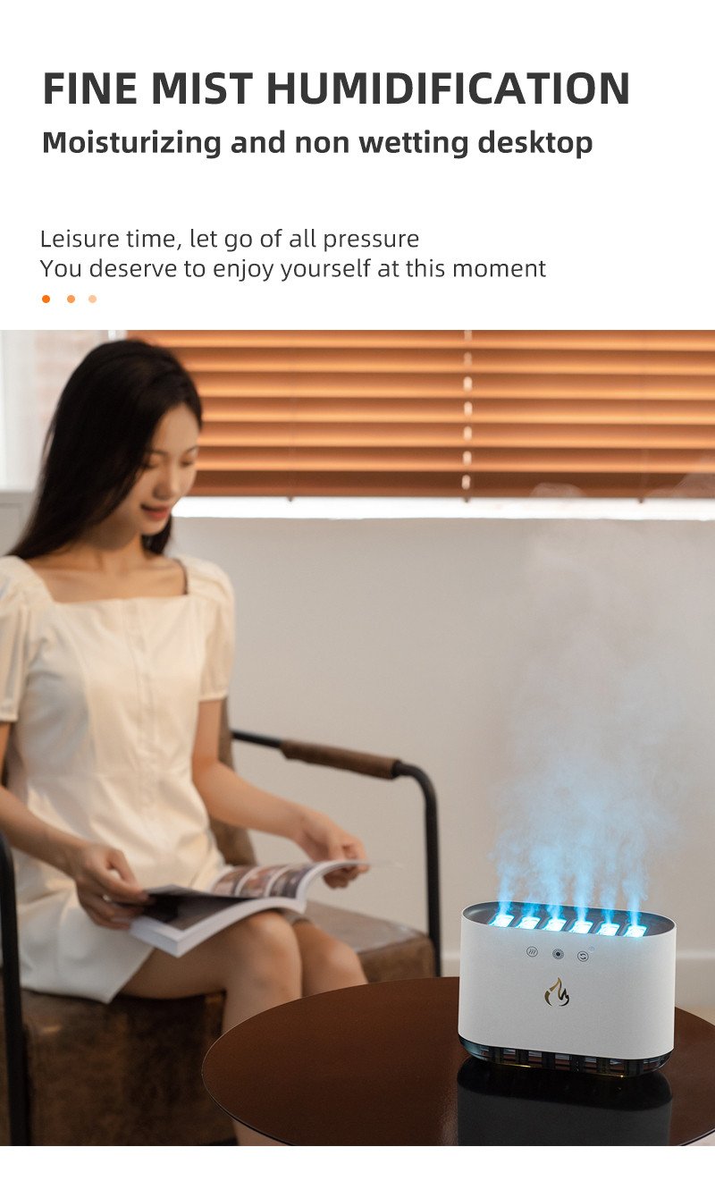 rending Products New Arrivals Rainbow Light Household 900MLFire Flame Dynamic Air Humidifier USB Aroma Diffuser