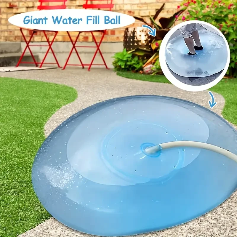 1pc Giant TPR Water Fill Ball - Durable & Easy-Inflate Outdoor Toy for Beach, Pool, Backyard Parties - Blue with White Hose, Perfect for Family Fun & Group Games, Inflatable Water Ball, Beach Play Ite