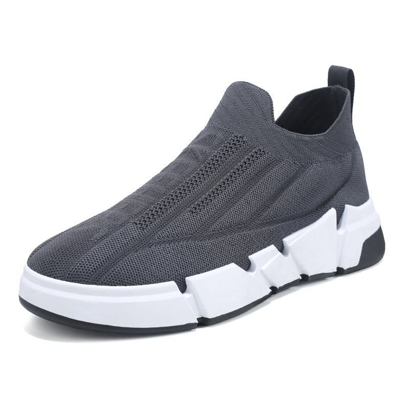 Spring Men's Casual Sports Flying Mesh Socks Slip-On Shoes Cross-Border Large Size EVA Insole Material Running Style