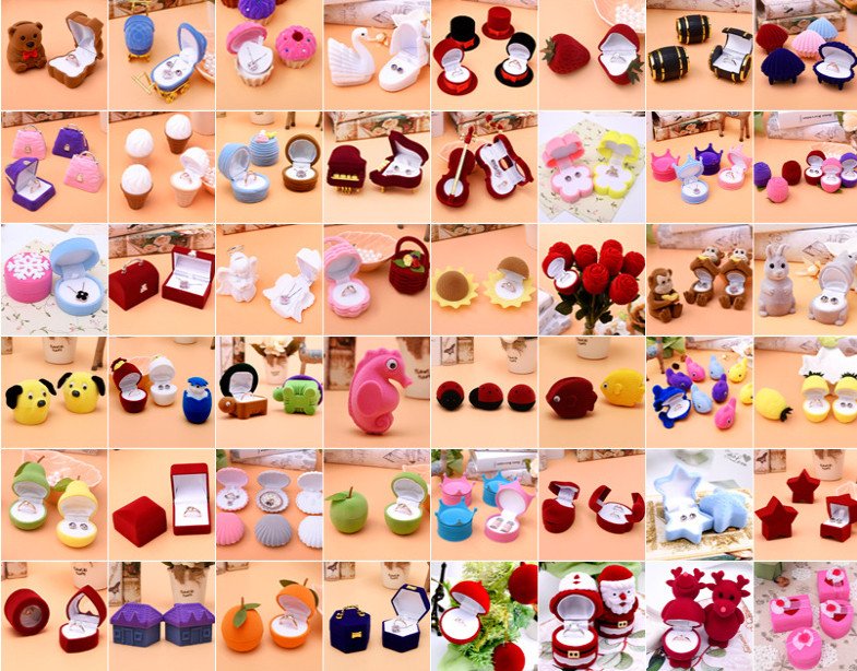 2 Piece Lovely Velvet Jewelry Box container Wedding Ring Box for Earrings Necklace Bracelet Display Gift Box Holder 16 styles