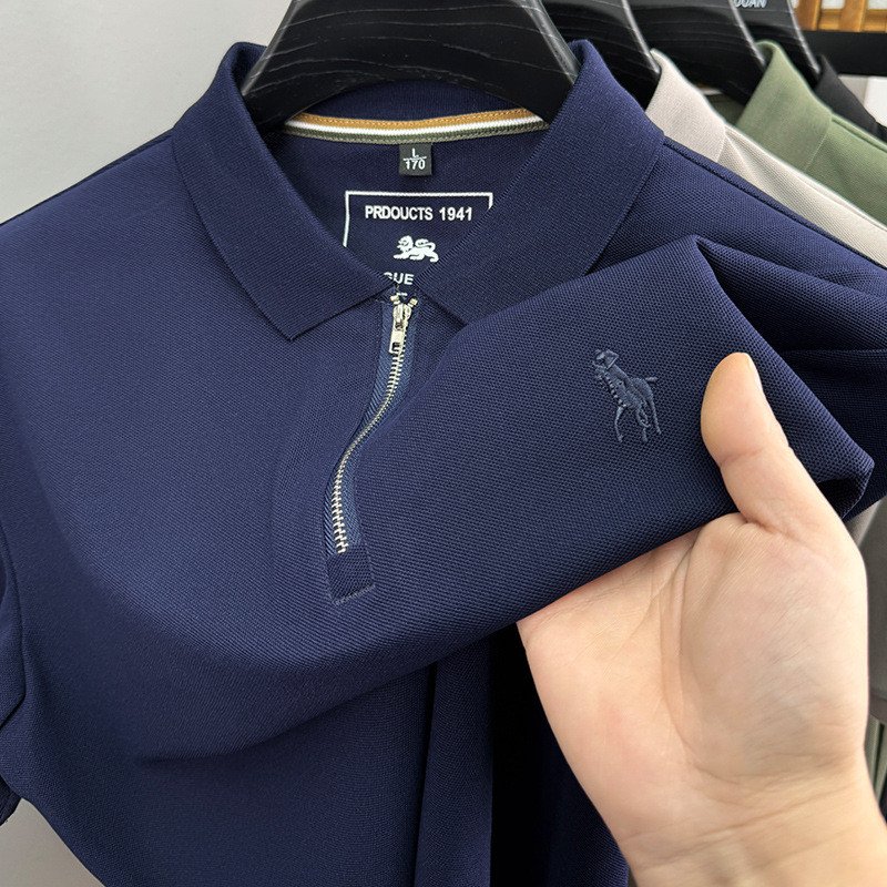Men's Luxury Casual Summer for Polo Shirt Woven Fabric with Embroidered Horse Logo Short Sleeve Hot Style