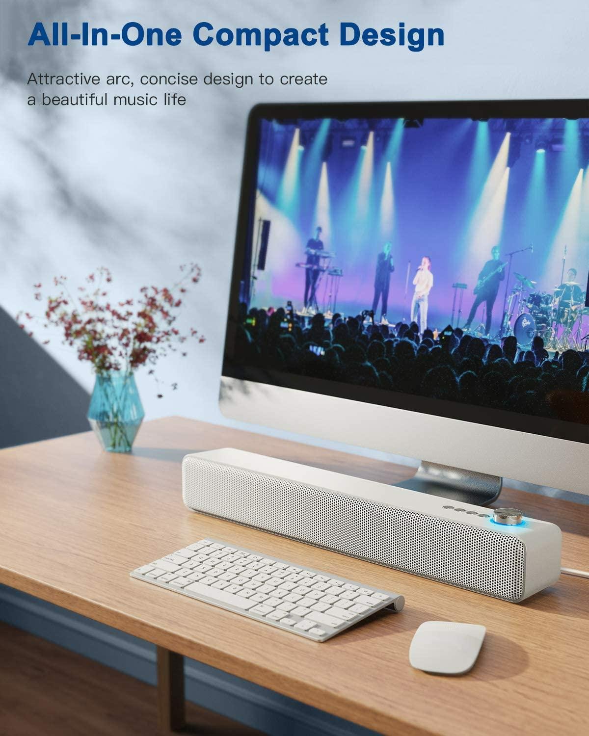 Yinzam A35 Sound Bar, 10W Wireless BT 5.2 Smart Home Stereo Surround Bar Speaker for Projector, PC, Smartphone HiFi TV Speakers