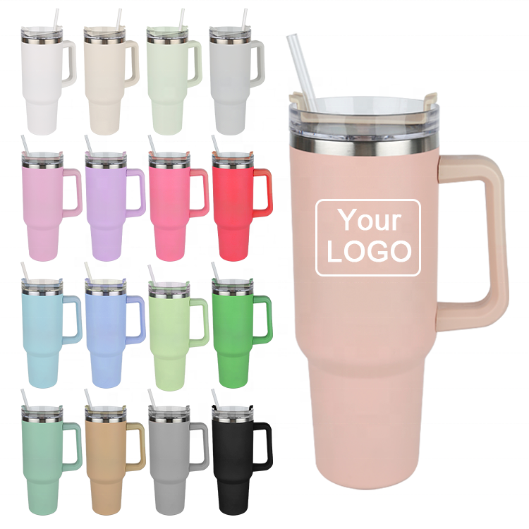 Custom Double Wall Vacuum Adventure Outdoor Travel Cup Blank Sublimation 40oz Stainless Steel Tumbler With Handle