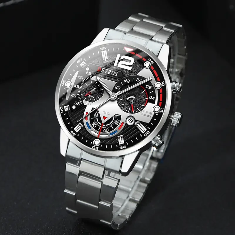 Luxury Men&Women&Apos;S Quartz Wrist Watch with Stopwatch Feature, Fashionable Alloy Round Case