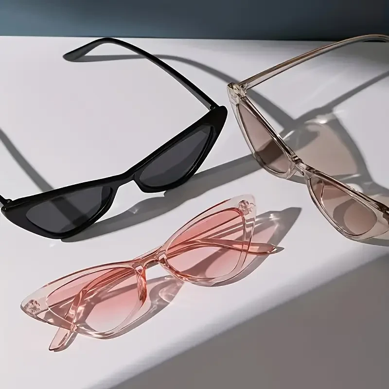 3pcs Women'S Cat Eye Fashion Glasses - Polycarbonate, Gradient Tint, Lightweight & Stylish for Parties