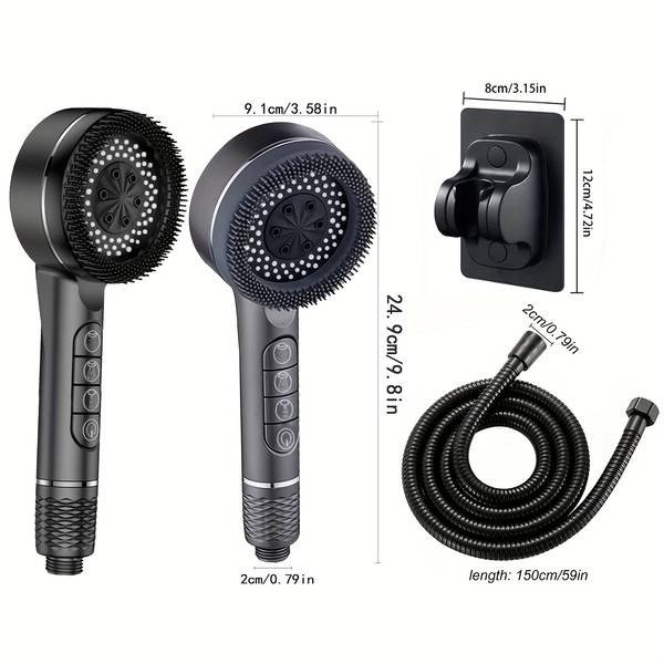 High-Pressure Handheld Shower Head with 5 Modes - Includes 1.5m Stainless Steel Hose & Adjustable Bracket, No Battery Needed