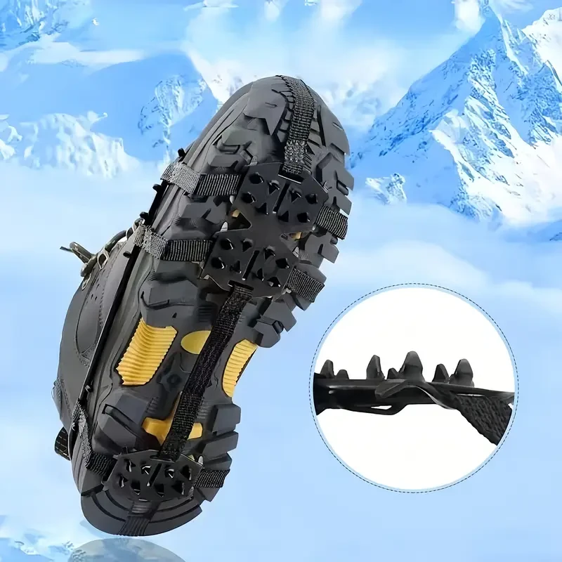 24-Tooth Anti-Slip Crampons with Steel Spikes - Perfect for Hiking, Climbing, Walking, Running & Hunting | Black