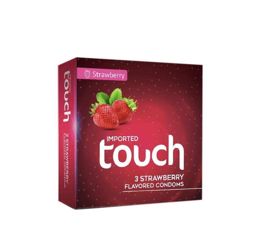 Touch- Pack Of 3 Strawberry Condoms