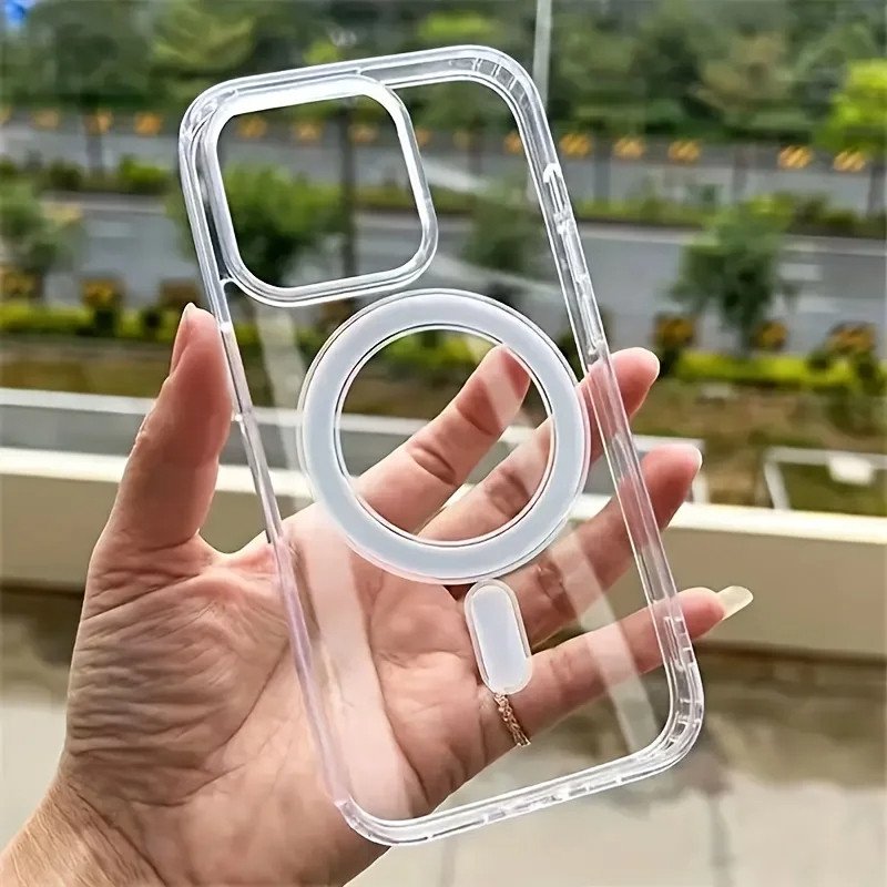 Clear Magnetic Circle Phone Case For iPhone 16 15 14 13 12 11 Pro Max Plus For Magsafe Wireless Charging Transparent Soft Cover