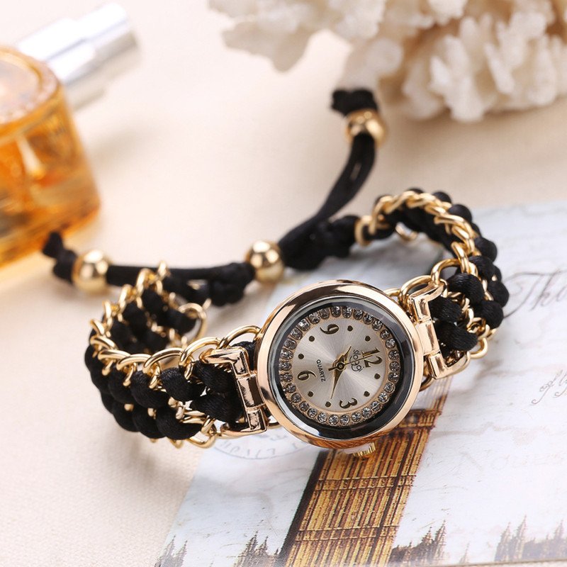 Analog Watches For Girls Luxury Stylish Girls Analog Handmade Braided Bracelet Watch Thread Knitted