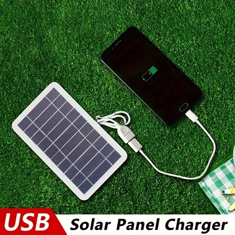 1pc Solar Portable Charging Panel Outdoor Solar USB Charger Is Suitable for Outdoor Travel And Camping, Mobile Power, Mobile Phone Charging Bank, Flashlight, Fan