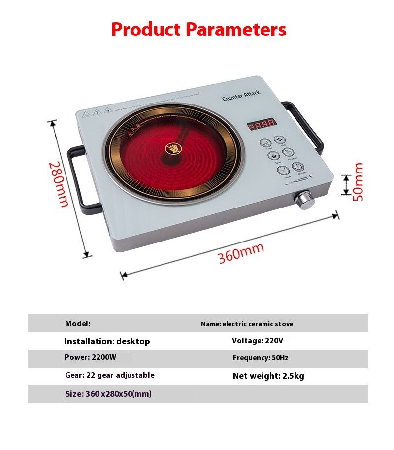 High-Temperature Resistant Ceramic Electric Cooker Multifunctional Household Commercial Induction Cooker Plastic Countertop