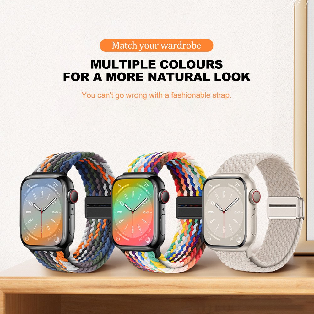 Tschick Nylon Braided Strap for Apple Watch Band 44 40 45 49 41mm Magnetic Buckle Bracelet IWatch