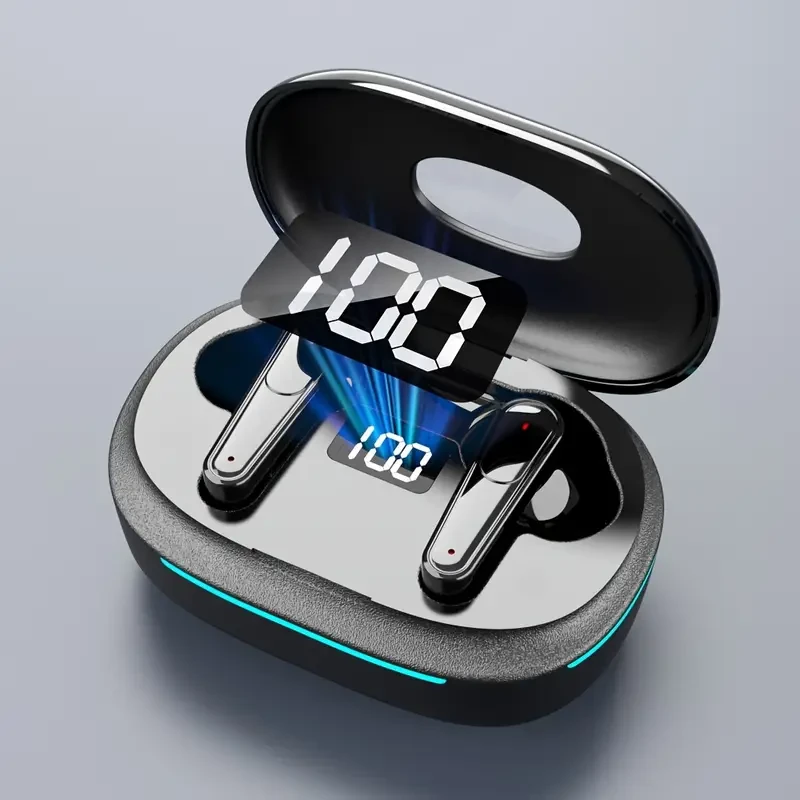 Sleek Black Wireless Earbuds with LED Display Charging Case, 100H Playtime, Wireless, Lightweight Comfort Fit, Great Sound Quality for Commuting/Workouts/Relaxing,