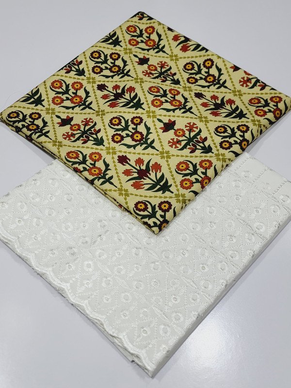 EMBROIDED CHIKAN Kari 2 Piece Collection Lawn By Only  (AL WASAY FABRIC)