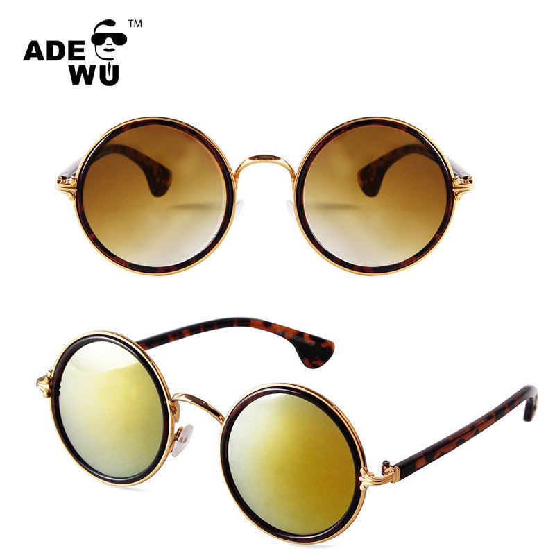 ADE WU STY8975 New Women Mirror Film Round Eyewear Fashion Trend Sunglasses Retro Shades Male Sun Glasses Unisex UV400 Wholesale