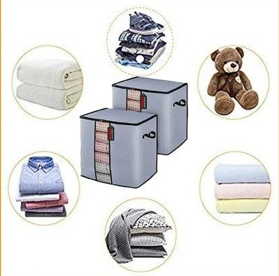 Pack of 2 Large Storage Bags Foldable Closet Organizers Storage Containers with Durable Handles