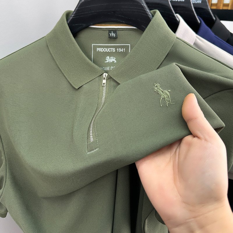 Men's Luxury Casual Summer for Polo Shirt Woven Fabric with Embroidered Horse Logo Short Sleeve Hot Style