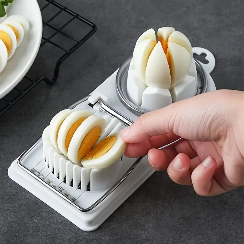 2-in-1 Egg Slicer & Cutter - Multifunctional Kitchen Gadget for Hard Boiled Eggs, Perfect for Cooking, Camping & Dining