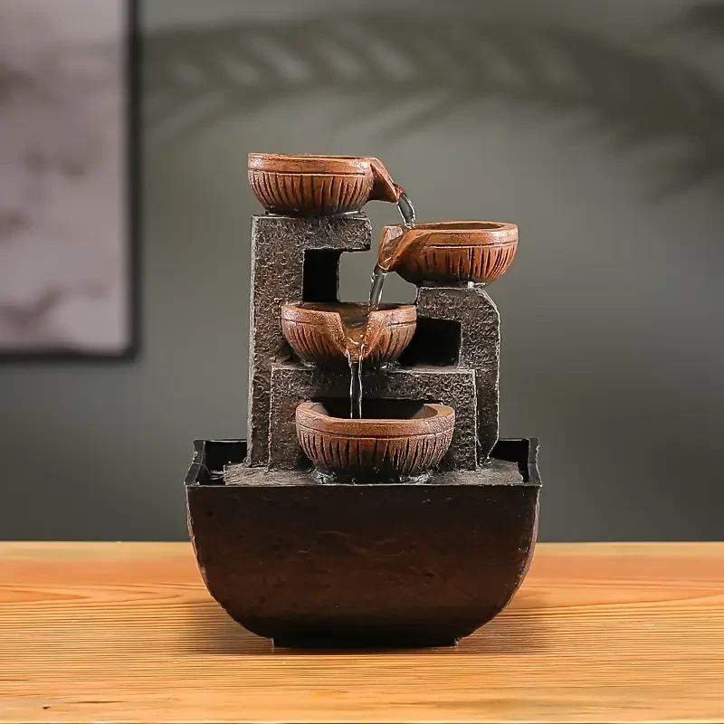 1pc Resin Tabletop Waterfall Fountain, USB Powered Indoor Desktop Flowing Water Feature, Relaxing Feng Shui Decoration, with Operating Voltage ≤36V for Various Room Types