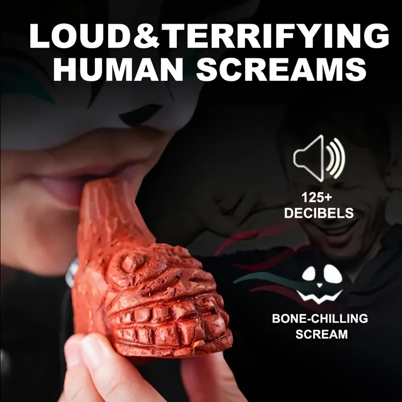 Loud Aztec Death Whistle - Up to 125+ Decibbles, Realistic Human Scream Sound, Black Orangutan Design, Perfect for Halloween, Emergency Survival,