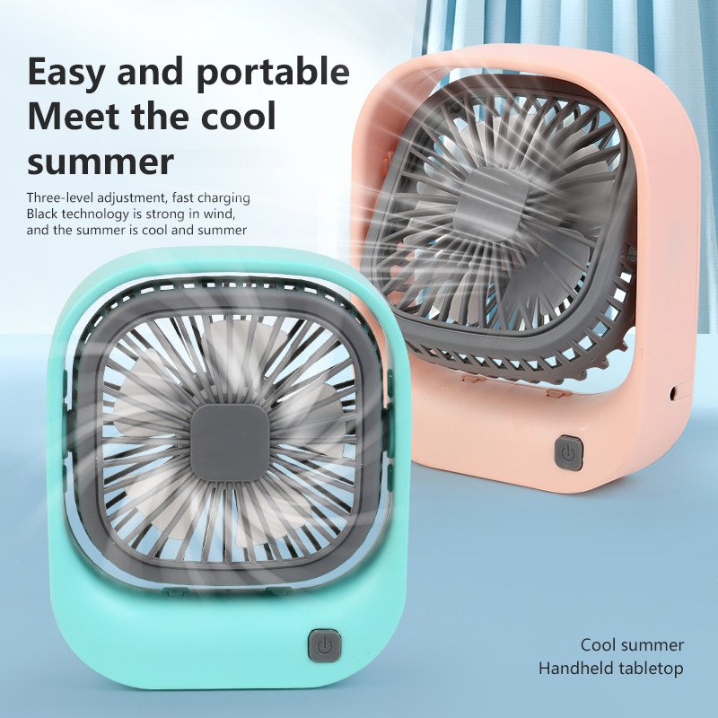 New Square Mini USB Charging Fan Adjustable Student Desk Desktop Fan High Wind Cooling Electric/Battery Powered Floor Gift