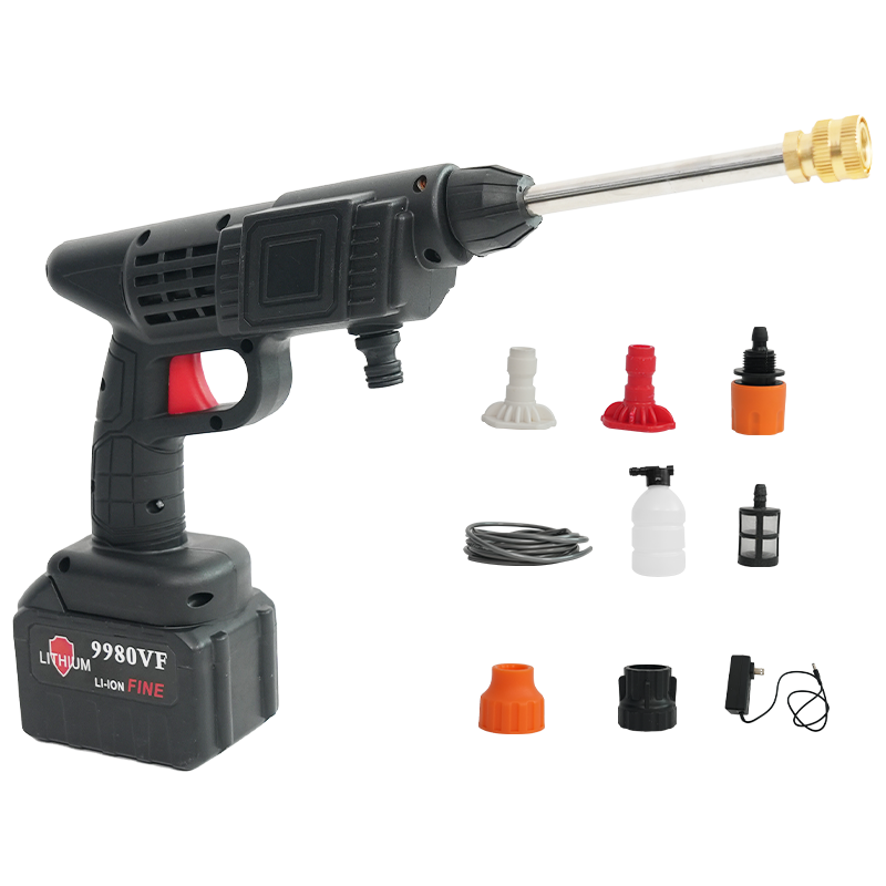 High-Pressure Cordless Electric Car Washer 24V/48V/96V Lithium Battery Wireless Cleaning Function with Steel Tool Kit