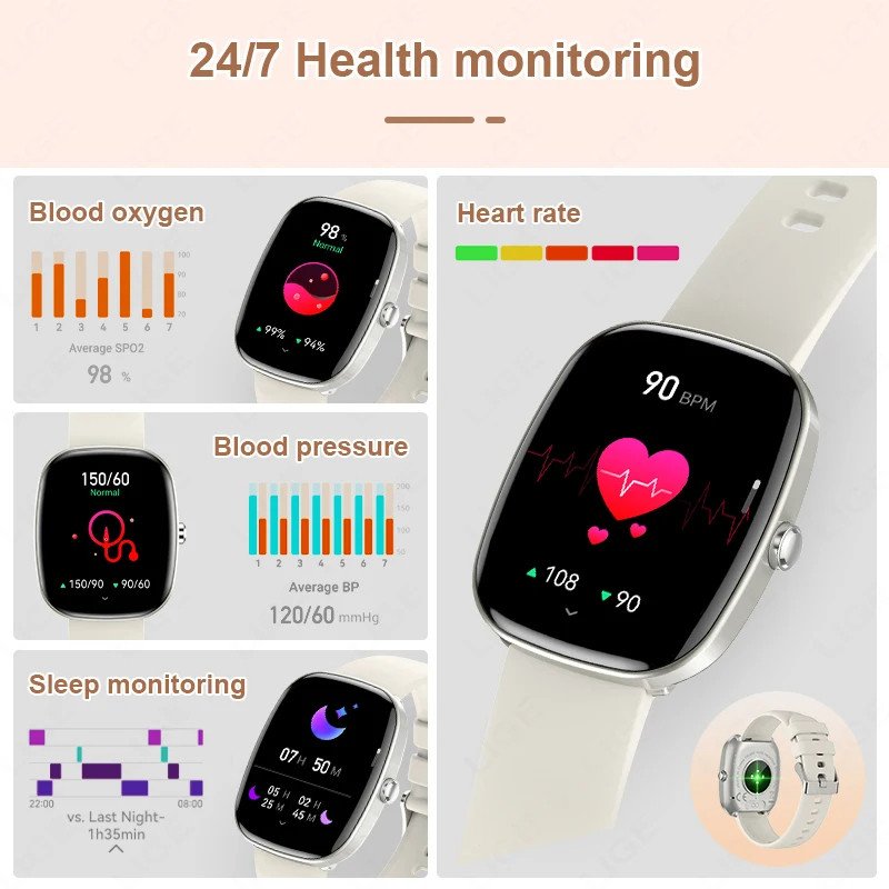 LIGE 1.83 inch HD Screen Smart Watch Men Waterproof Bluetooth Call Health Monitoring Sport Fitness Wine Barrels Shape Smartwatch