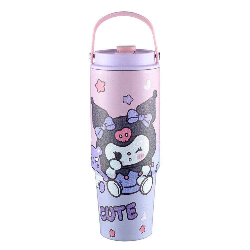 New 30oz Cartoon Double-layer Stainless Steel Car Cup Outdoor Portable Straw Cup