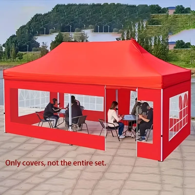 Red 10-Person Outdoor Tent with Semi-Transparent Design - 4-Level Windproof, 3000mm Waterproof Oxford Fabric, 300T Density for Couples