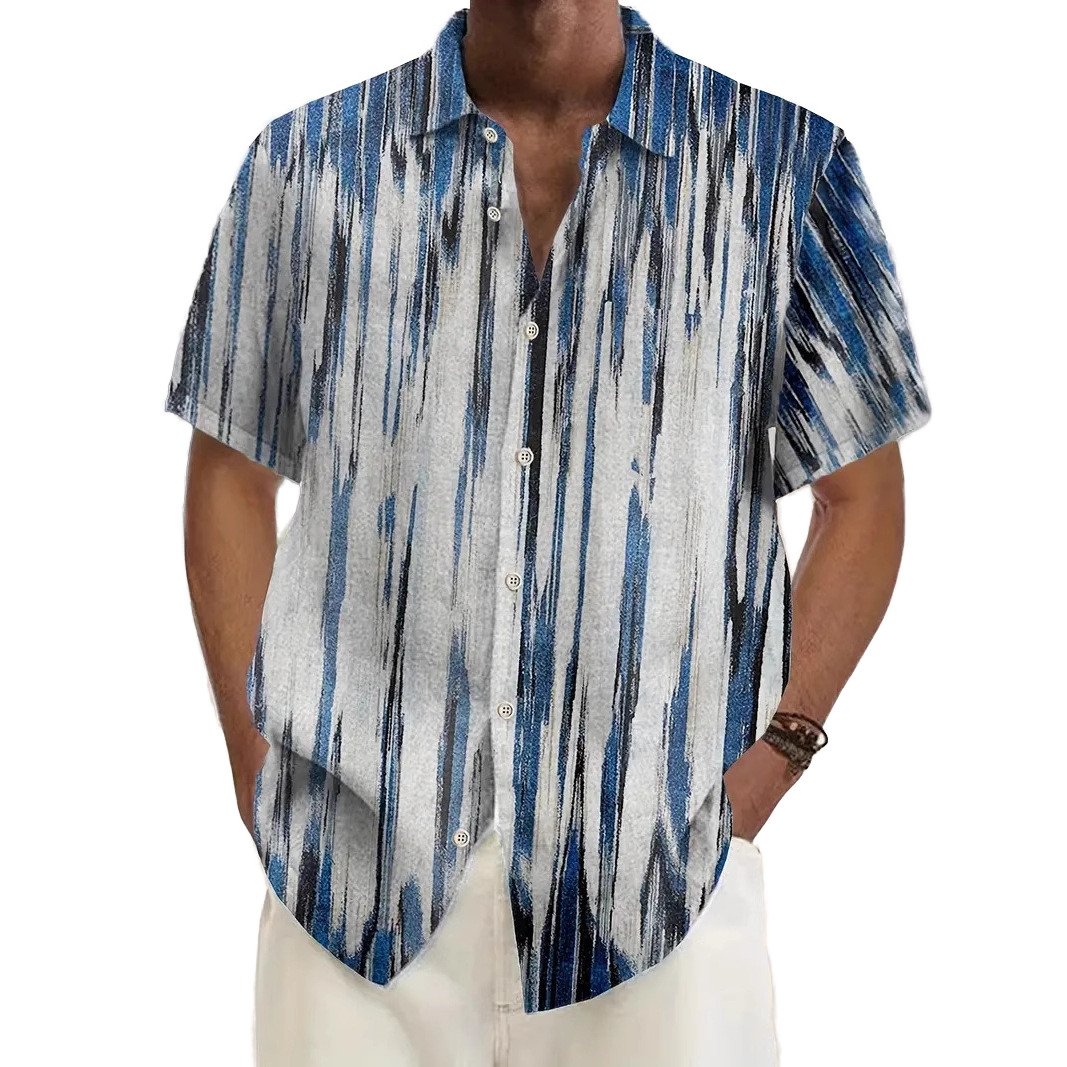 Premium Men's Summer Casual Short Sleeve Knit Shirt Customizable Floral Hawaiian Beach Print Satin Loose Fit Matching Couples'