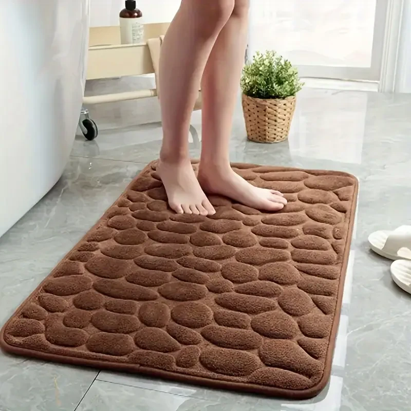 Coralline Velvet Bathroom Anti-slip Mat, with PVC Lining on the Bottom for Anti-slip and Water Absorption