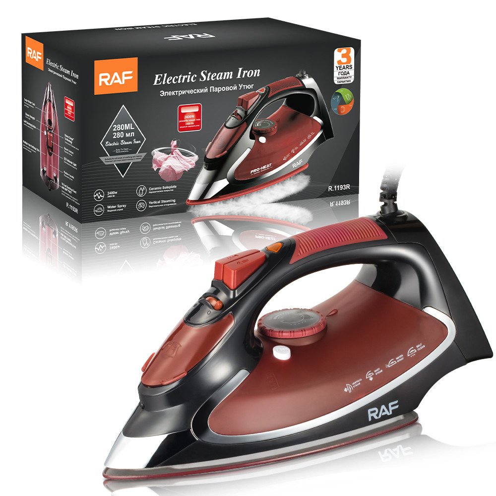 2400W RAF iron steam ceramic soleplate clothing ironing machine Electric iron with anti drip