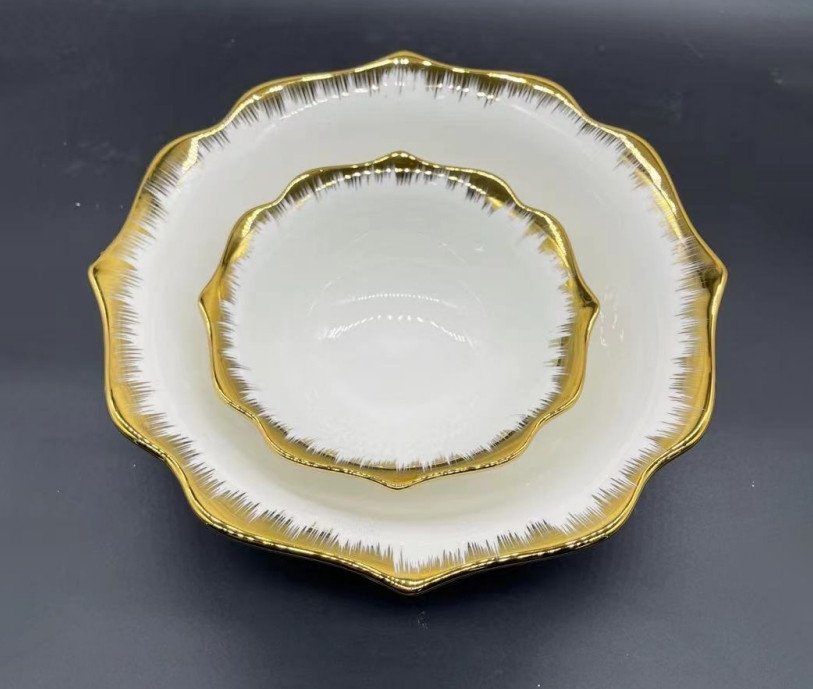 Plates Sets Dinnerware Tableware Sets Luxury Tableware White Ceramic Plates for Restaurants ZK230166 Ceramic Carton