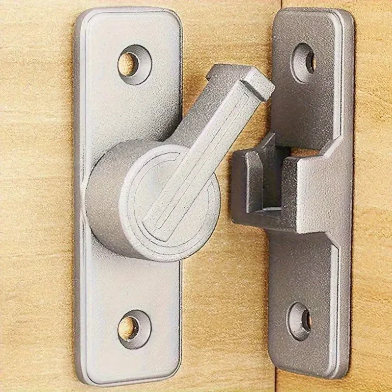 0-Degree Anti-Theft Sliding Door Lock - Nickel-Plated Corrosion-Resistant Metal Bathroom Lock, Easy Install Hardware for Enhanced Security & Durability