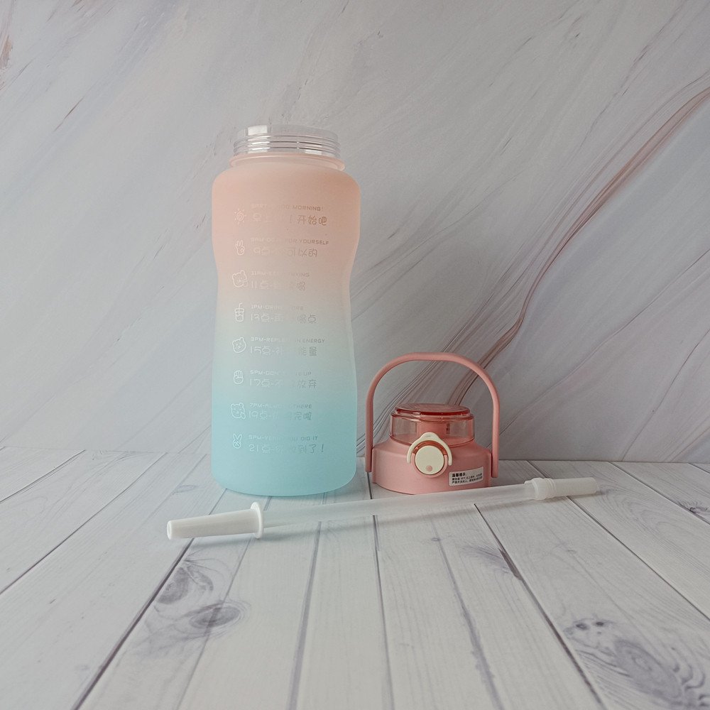 2L Sport Plastic Water Bottle with 12-Hour Time Marker BPA-Free minimalist Direct Drinking Design