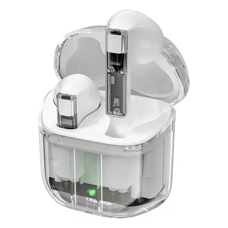 Crystal Tws Gaming Noise Cancelling Earbuds in Ear Headphones Earphone Transparent LED Wireless Earbuds Sports In-ear 4 Colors