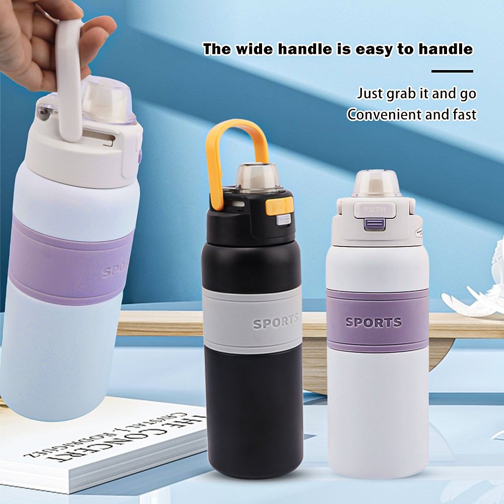 Insulated Water Bottle with Bounce Lid Outdoor Flask Double Wall Vacuum Stainless Steel Reusable Waterproof Sports Water Bottle