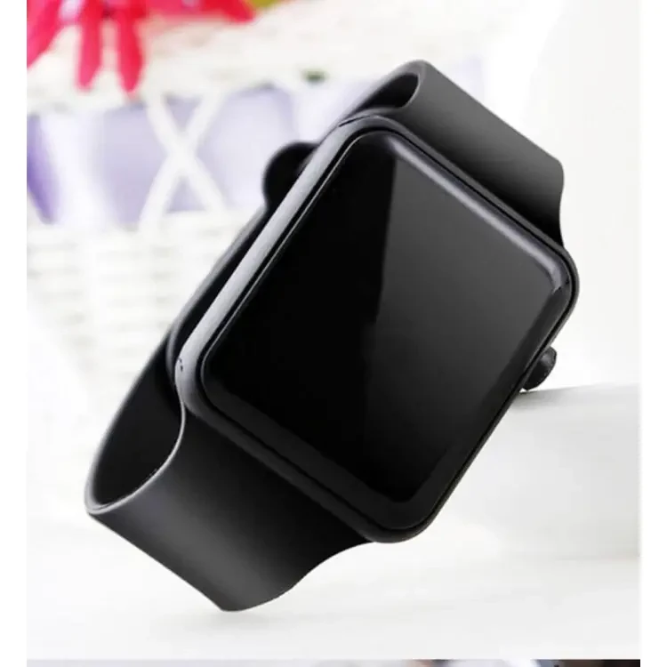 Square Mirror Face Silicone Band Digital Watch Red LED Watches Sports Wristwatch for Unisex
